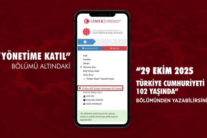 Vatandaşlar Cumhuriyet duygularını CİMER'den paylaşabilecek